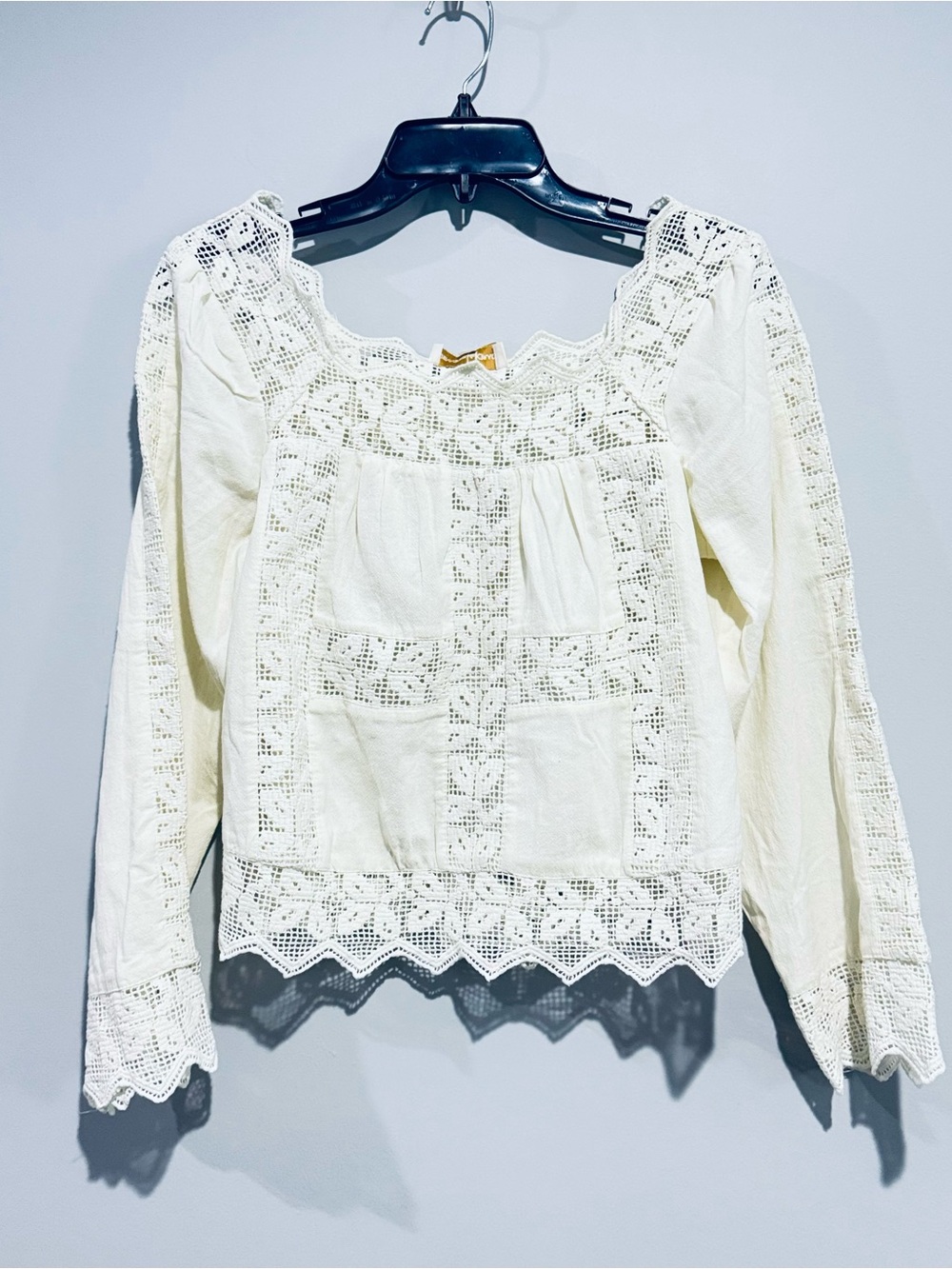 NWT Jennifer Grace Crochet Lace Long-Sleeve Peasant Top XS